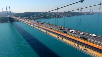 15 Temmuz Şehitler Köprüsü'nde Mastik Asfalt Dökülmesi Havadan Görüntülendi