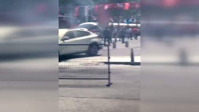 Taksim'de Panik Anları, Lüks Cip Alev Alev Yandı