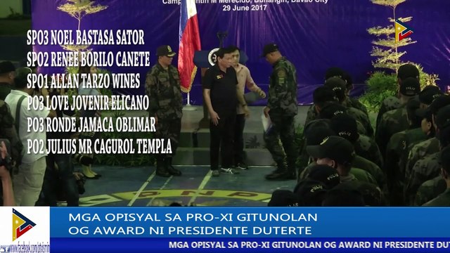 ATANGI ANG NEWS BREAK SA PTV DAVAO KARONG HAPON | Mga opisyal sa PRO-XI, gitunolan og award ni Presidente Duterte