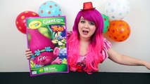 Coloring Branch & Poppy Trolls GIANT Coloring Book Crayola Crayons | COLORING WITH KiMMi T