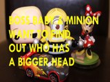 BOSS BABY & MINION WANT TO FIND OUT WHO HAS A BIGGER HEAD LIGHTENING MCQUEEN MINNIE MOUSE Toys Kids Video