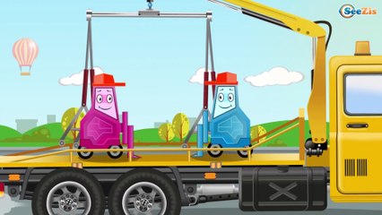 White & Red Ambulance with Emergency Cars - The Fire Truck and The Police Car Cartoon