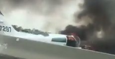 Airplane Crashes, Bursts Into Flames on Interstate 405