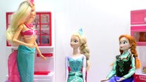 Ana Sirena dibujos animados con las muñecas Barbie sirena Anna Elsa Elsa esculpir de plastilina juego-do