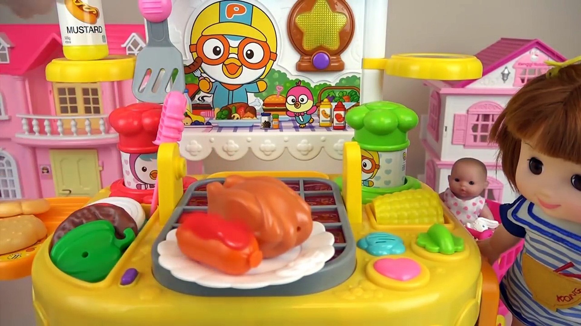 baby doll and grill kitchen food cooking toys play