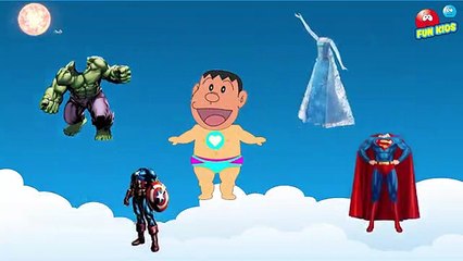 Wrong Dress Doraemon Nobita Captain America Hulk Troll Superman Elsa Finger Family Nursery Rhymes