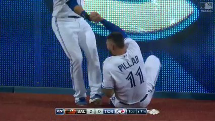 Jays’ Kevin Pillar Makes Another Insane Grab Before Crashing Into The Fence!