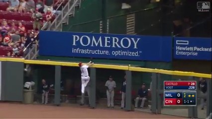 Scott Schebler Climbs The Wall To Steal A Home Run!