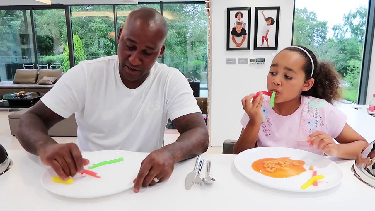 Real Food VS Gummy Food! Gross Giant Candy Challenge Best Chef Mommy VS Jordon Edition