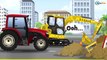 JCB Excavator Digging with Truck and Tractor Kids Cartoon Animation - Truck & Vehicles for Children