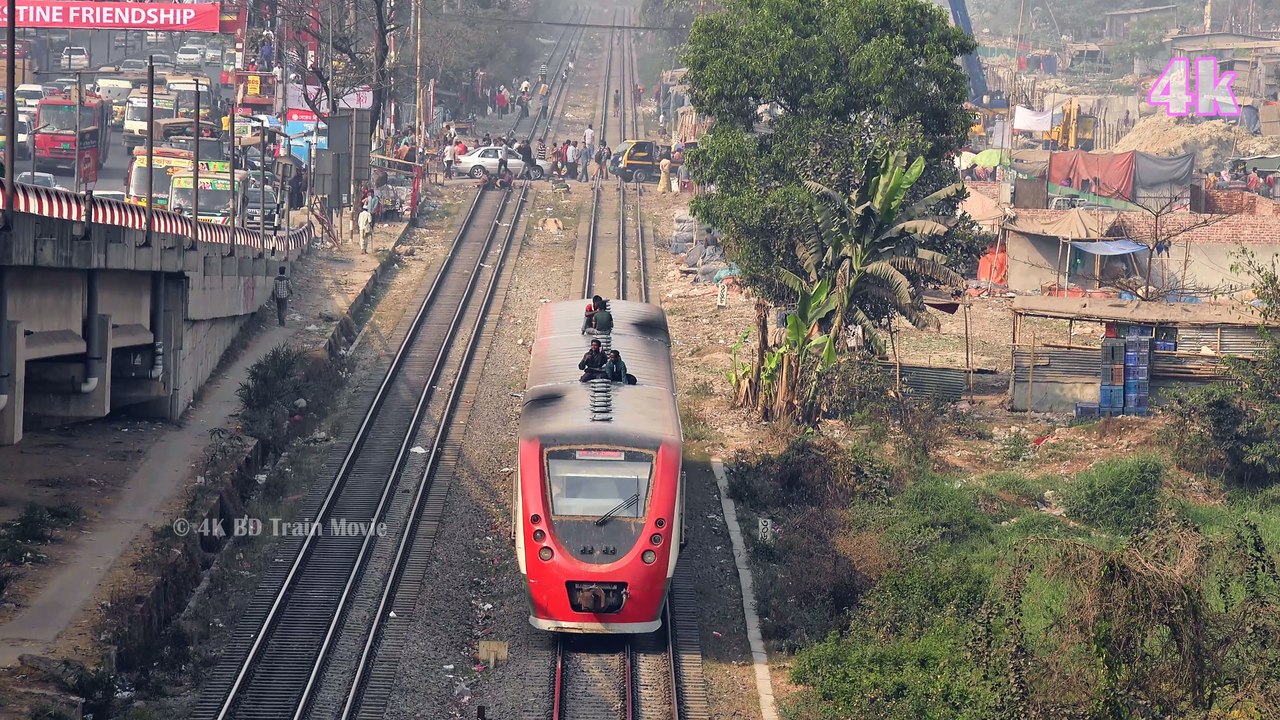 Dhaka Bound Comilla Commuter Train Passing Kuril, Bangladesh in 4K