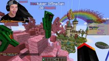 100 vs 4 RAINBOW SKYWARS FAN BATTLE! (Minecraft Mods)