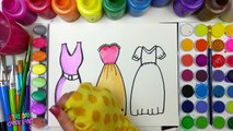 Coloring Page of Beautiful Dresses to Color with Watercolor for Children to Learn Colors 4