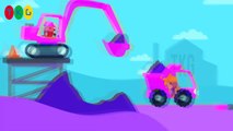 Xe Xúc Đất, Xe Ủi Đất, Xe Tải, Xe Công Trình màu hồng | Construction Vehicles Video for Ki