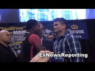 adrien broner vs marcos maidana faceoff someone getting  KO'd  EsNews Boxing