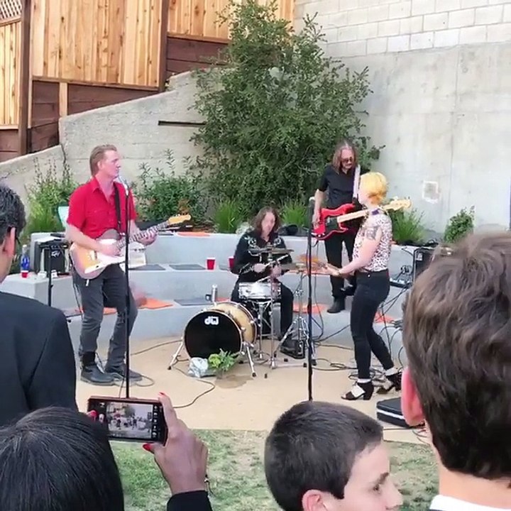 Josh Homme & Brody cover Cheap Trick for their daughter 6th grade graduation party