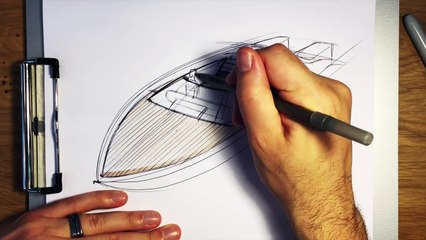 Sketching a Speed Boat  Using Arcs in Perspective