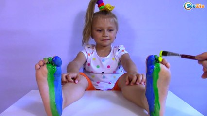 Learn Colors with Foot Paint, Baby Finger Family Song Nursery Rhymes for Kids