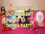 DORAEMON FINDS OUT HE WASN'T INVITED TO THE TEA PARTY MOANA PAPA SMURF ANNA BOSS BABY SKYE SPIDERMAN GIDGET Toys Kids Vi