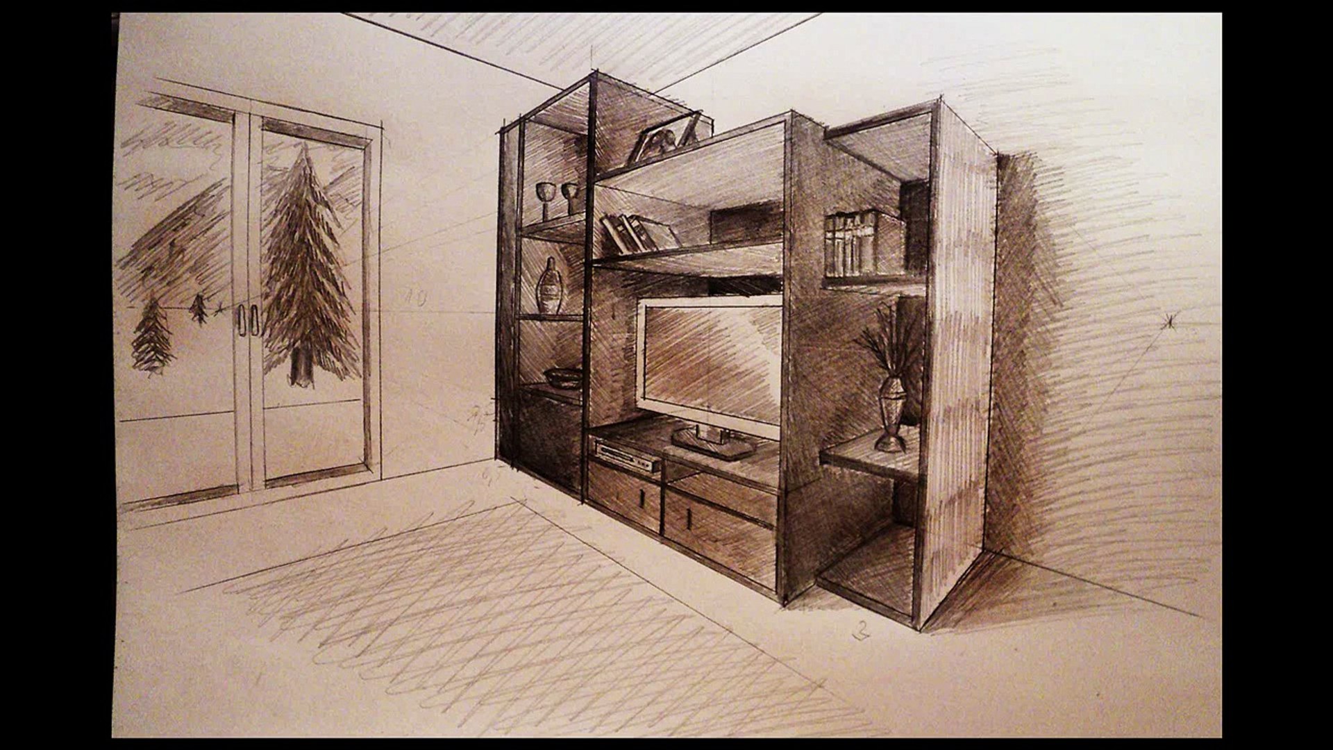 How to draw - Two point perspective - living room furniture - tutorial -  video Dailymotion