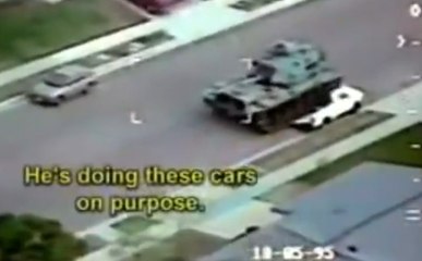Military veteran steals tank in San Diego CA USA disorder 1995