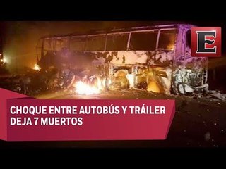 Mueren 7 personas calcinadas por choque de autobús en Ciudad Victoria