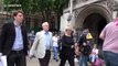 Jeremy Corbyn jostled by fans, media and protester as he arrives at Tories Out demo