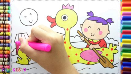 How to Drawing Baby Girl and Ducks Colorful for Kids - Coloring Pages Videos For Children