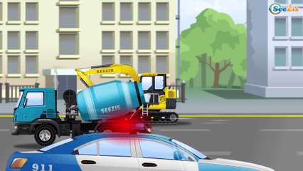 Мультфильмы для детей! Экскаватор Бетономешалка и Кран в Городке! Рабочие Машины Мультик!