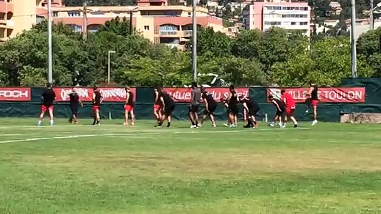 Entraînement du Rugby Club Toulonnais à Berg.