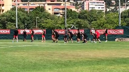 Entraînement du Rugby Club Toulonnais à Berg.