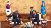 President Moon meets with former U.S. President Obama and IOC President