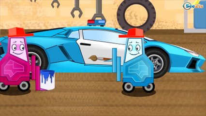 Police Chase Cartoon - The Police Car and The Tow Truck | Real Cop Cars for children