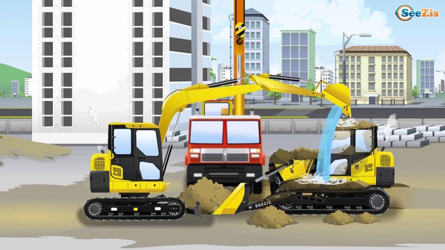 МУЛЬТИК! Красный Бульдозер в Городке Мультфильмы про Весёлые МАШИНКИ Развивающие видео для детей