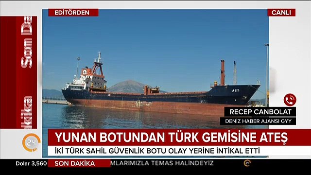 Yunan Sahil Güvenlik botu Türk gemisine ateş açtı