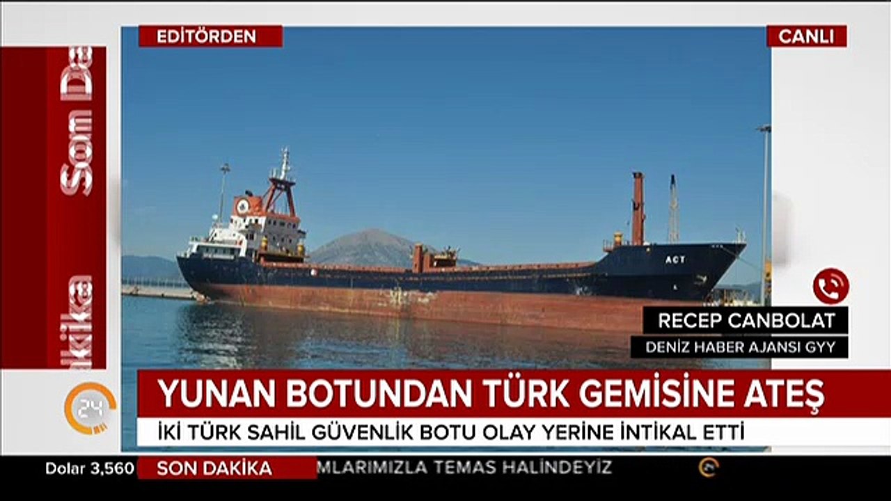 Yunan Sahil Güvenlik botu Türk gemisine ateş açtı!