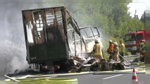 La policía alemana recupera 11 muertos del autobús calcinado