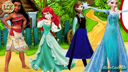Wrong Dress Moana Frozen Elsa Princess Anna & Ariel Finger Family Song And Learn Colors for Kids
