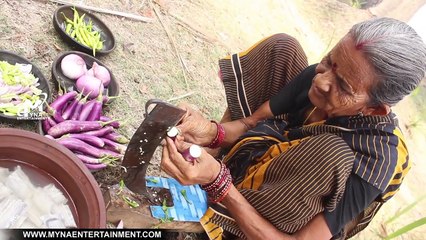 Yummy Brinjal with Dry Fish Recipe by my Grandma    Myna Street Food