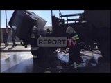 Report TV - Vlorë, zjarr në makinën e policisë, digjen disa uniforma