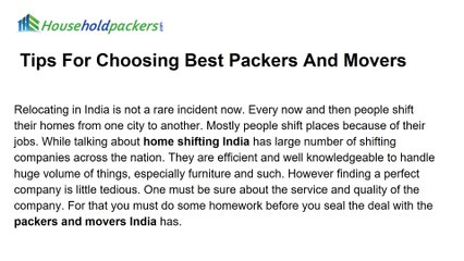 Packers and Movers in India | Movers and Packers in India
