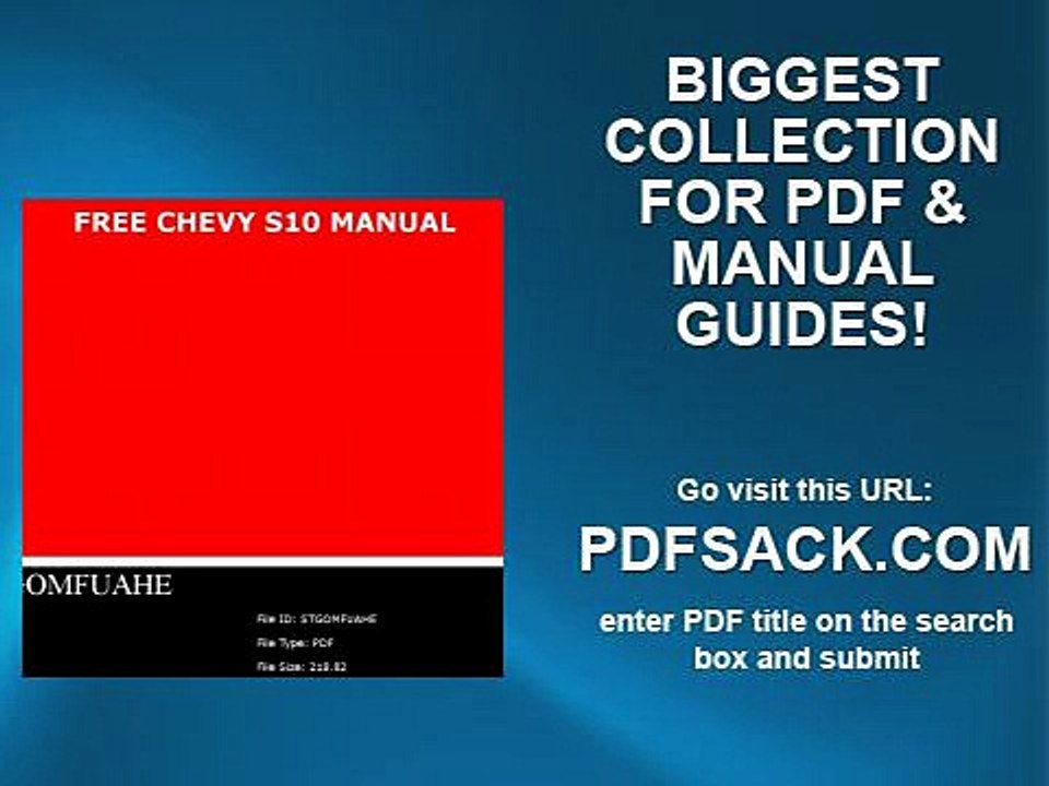 Free Chevy S10 Manual