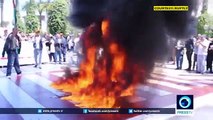 Israeli flags set on fire in Morocco in solidarity with Palestinian hunger strikers