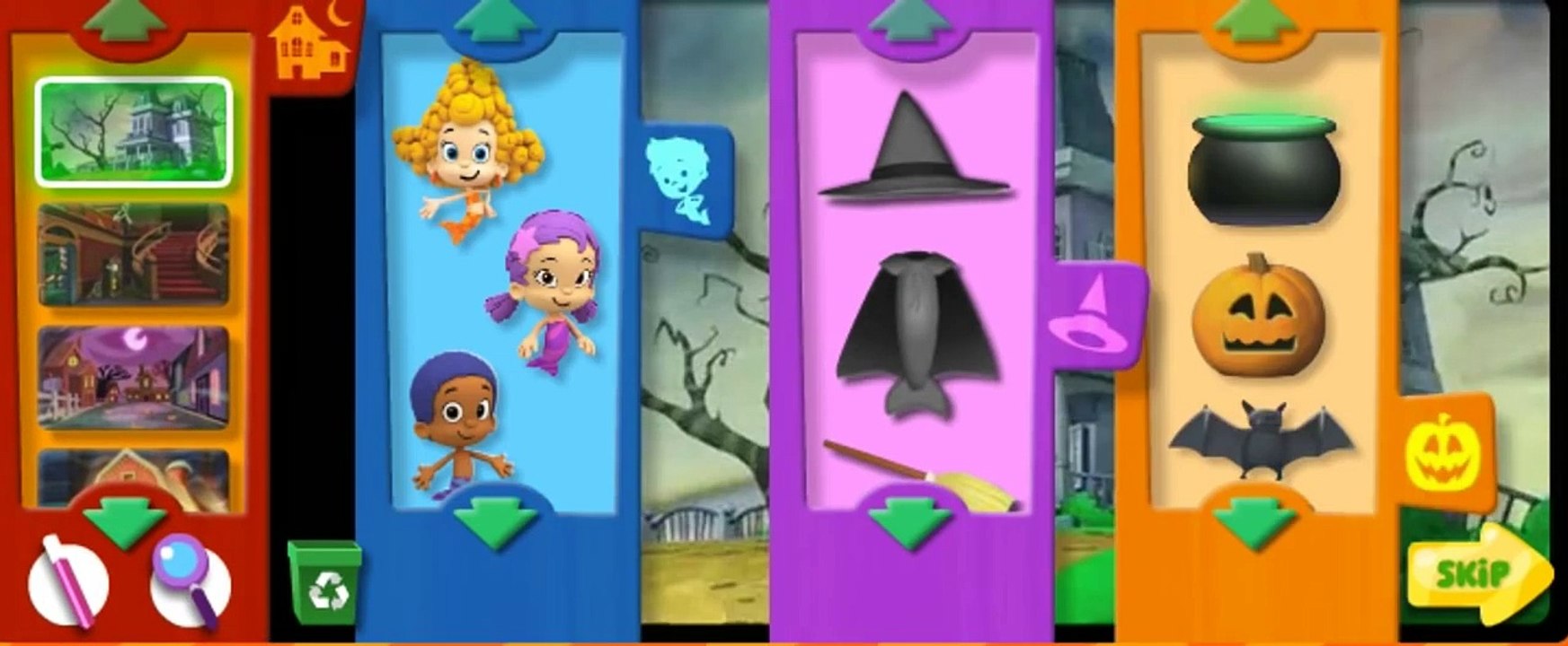 Burbuja dibujos animados lebistes Víspera de Todos los Santos fiesta y guppies burbujas de Halloween