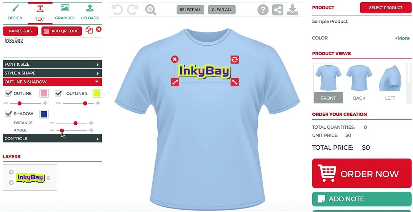 T-shirt Designer Software - Multiple Text Outline Style