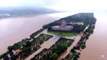 Aerial footage of famous Chinese tourist attraction completely flooded