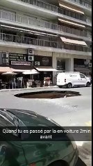 Un trou sur la chaussée à Grosso à Nice