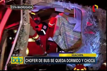 Chofer se queda dormido e impacta contra un tráiler en Huachipa