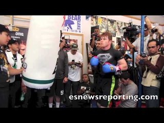 Canelo training hard for Mayweather, listen to the bag snaps