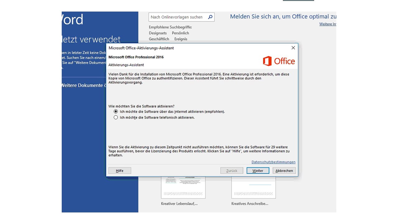 telefonische Aktivierung Office 2010 2013 2016